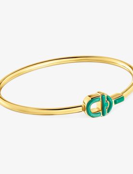 Pulsera Esclava Con Baño De Oro 18 Kt Sobre Plata Y Motivo En Color Manifesto