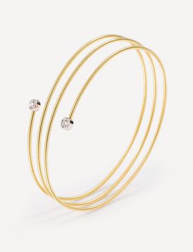 Pulsera Espiral De Oro Con Dos Diamantes Atelier