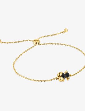 Kettenarmband Color Bear Aus 18 Kt Vergoldetem Silber Mit Onyx In Bärenform