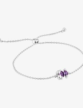 Kettenarmband Color Bear Lgg Aus Silber Mit Fliederfarbenen Synthetischen Saphiren In Bärenform