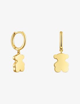 Creolen Sweet Dolls Aus 18 Kt Vergoldetem Silber Mit Bären-Anhänger