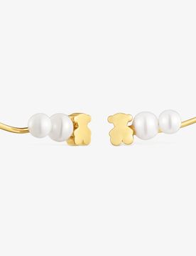 Kletterohrring Sweet Dolls Aus Gold Mit Zuchtperlen Und Bärenmotiv