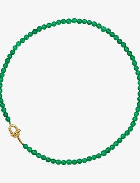 Collar Con Baño De Oro 18 Kt Sobre Plata Y Calcedonias Tratadas Manifesto