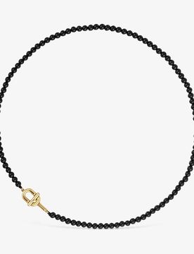 Collar Con Baño De Oro 18 Kt Sobre Plata Y Ónix 50 Cm Manifesto