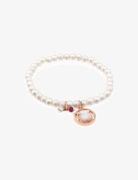 Armband Camille Aus Rosa Vermeil-Silber Mit Perlen, Perlmutt Und Rubin