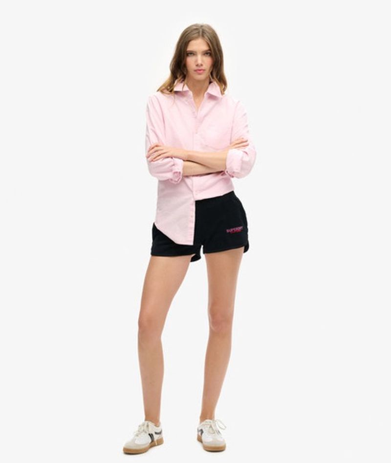 Superdry Damen Sportswear Racer Shorts mit Logo Schwarz - Größe: 38