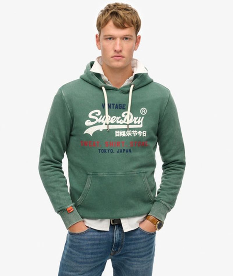 Superdry Herren Vintage Logo Cali Relaxed Hoodie Grün - Größe: S
