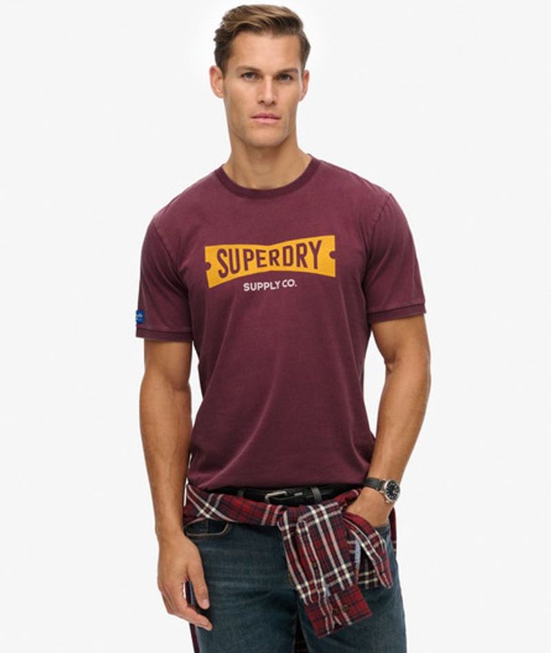 Superdry Herren Lässiges Heritage T-shirt mit Etikett Red - Größe: Xxl