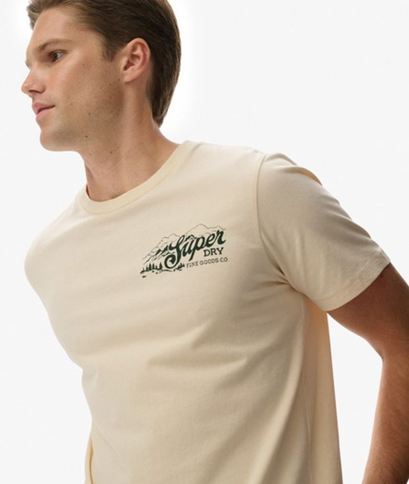 Superdry Herren Lo-fi Outdoors T-shirt in Lockerer Passform Cream - Größe: M