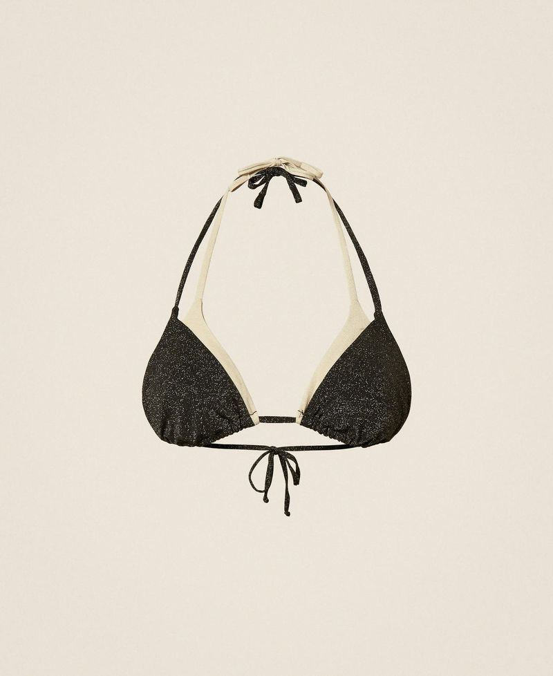 Haut de maillot de bain triangle bicolore avec lurex