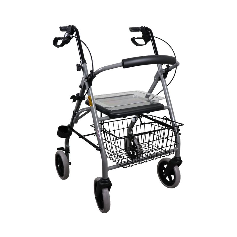 Leichtgewicht-Rollator "GiGo 2G" mit Korb silber