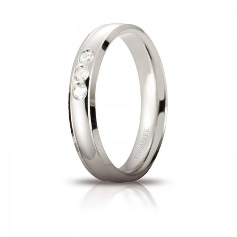 Fede Nuziale Orion Oro bianco 3 diamanti Brillanti Promesse
