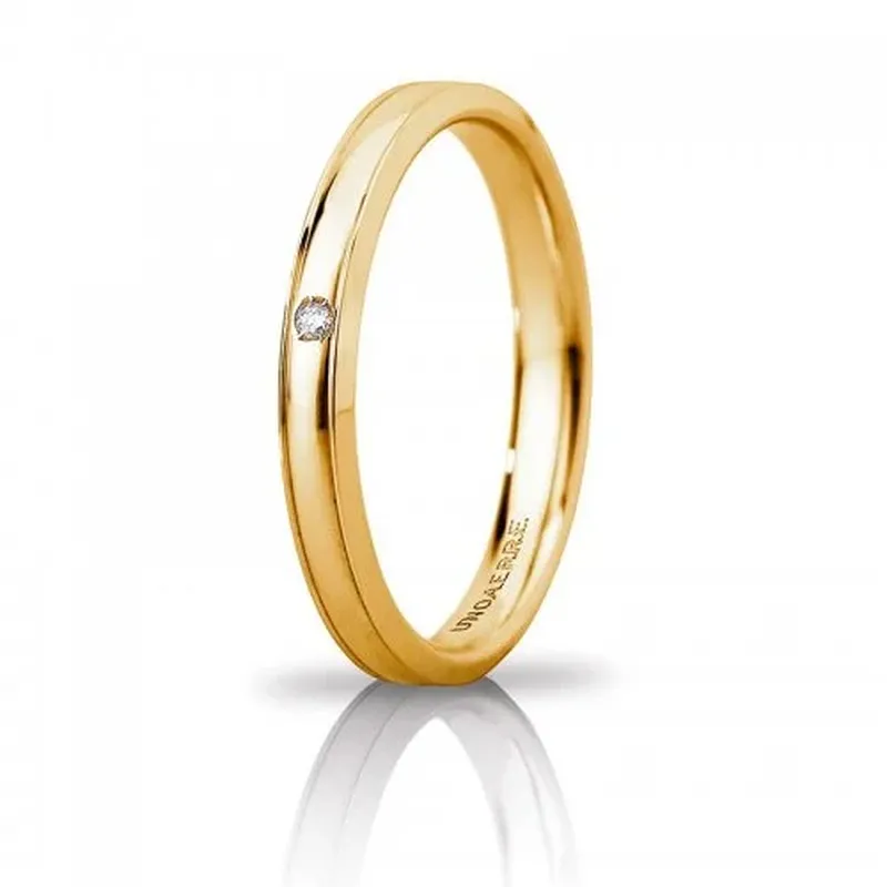 Fede Nuziale Orion slim con diamante Oro giallo Brillanti Promesse