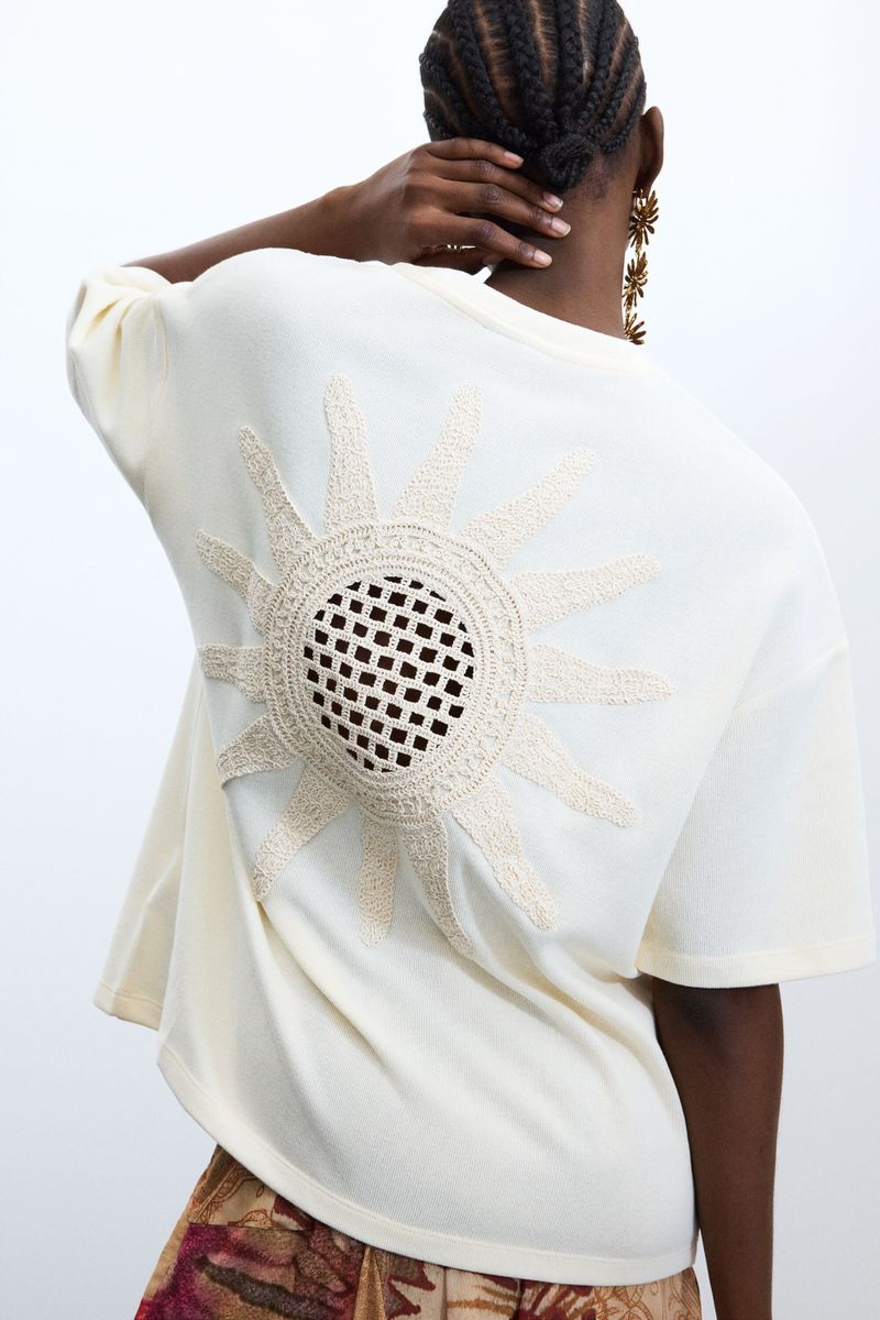 Camiseta Punto Manga Corta, Blanco, XS