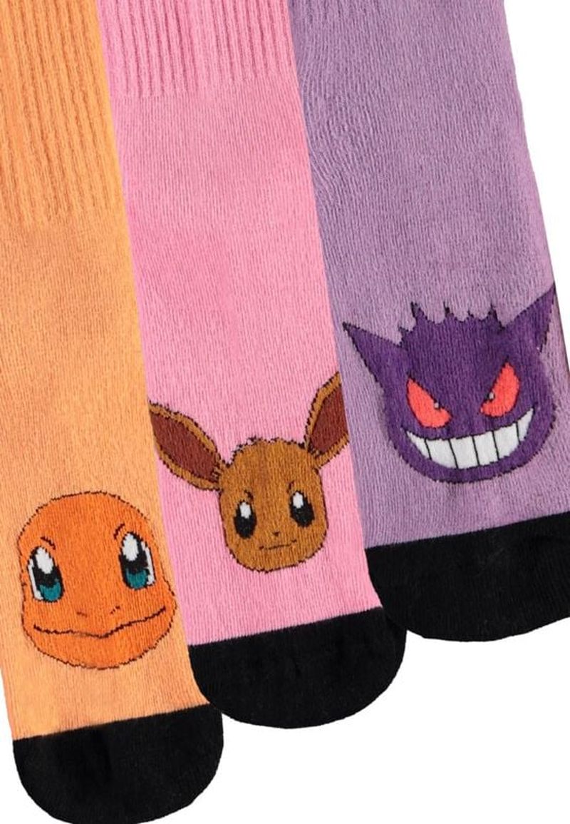 Gaming Socken - Glumanda, Evoli, Gengar - EU 35-38 - Größe EU 35-38 - multicolor - Unisex - unisex