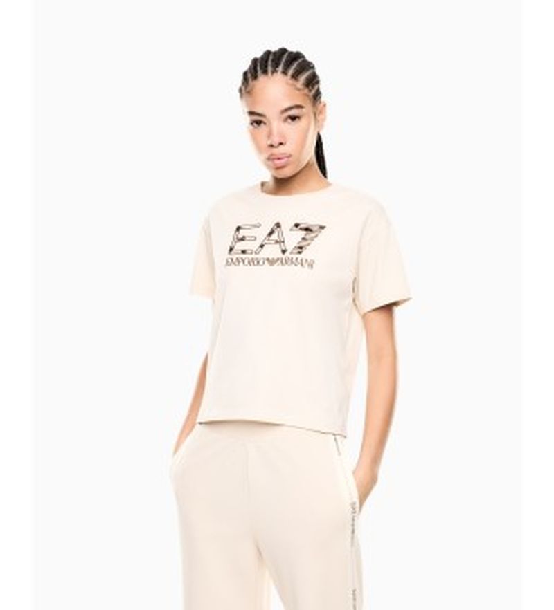 Para mujer. 7W001096_AF21636 Camiseta de punto Logo Series (M), Casual, Algodón, Manga corta