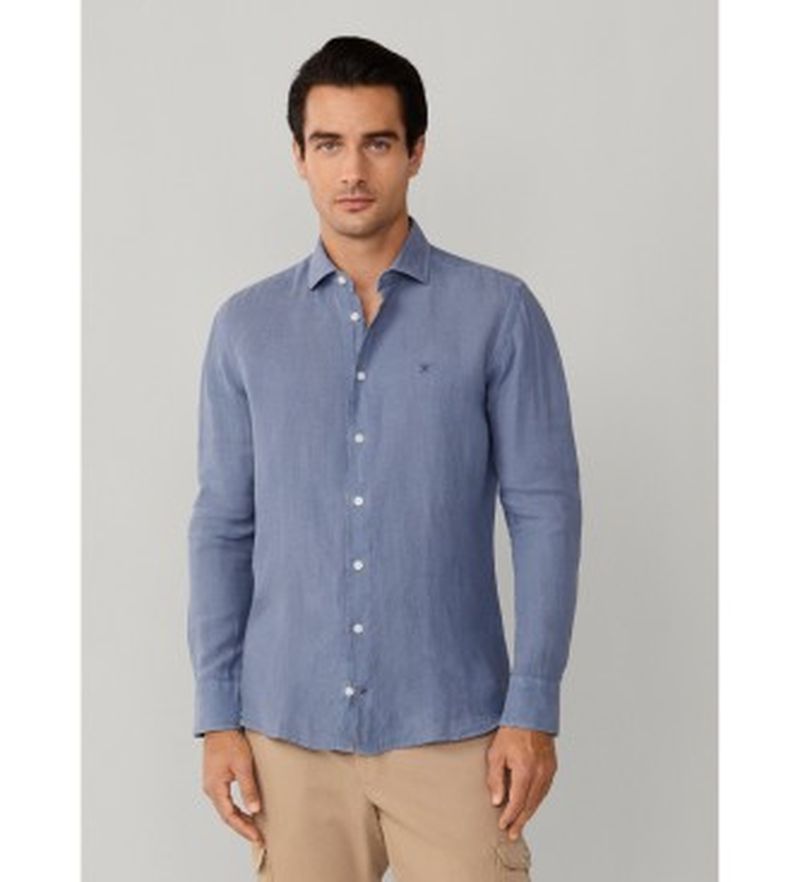 Para hombre. HM3010636 Camisa Lino Kent (S), Casual, Manga larga