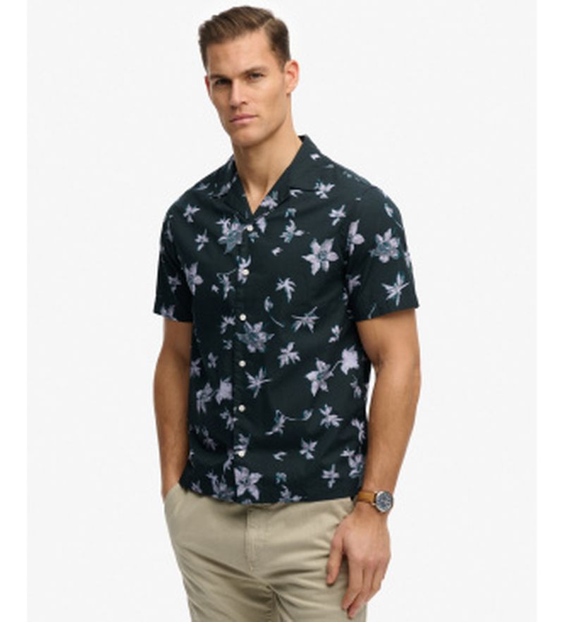 Para hombre. M4011137A Camisa Cabana Print (S), Casual, Algodón, Manga corta
