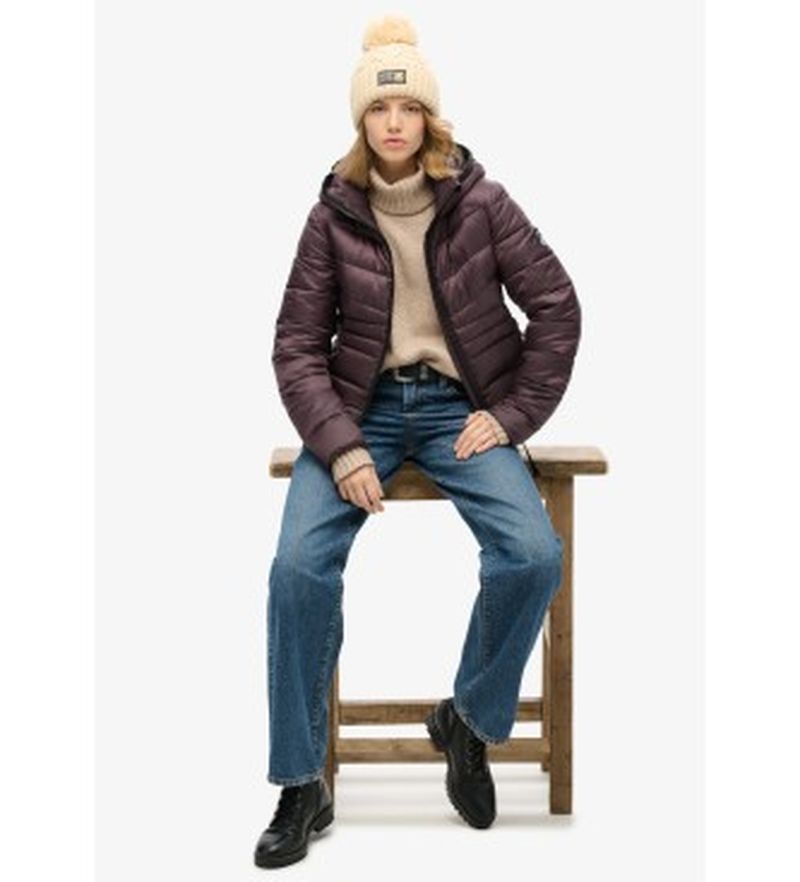 Para mujer. W5011724A Chaqueta acolchada con capucha Fuji (S), Casual, Lila, Poliéster