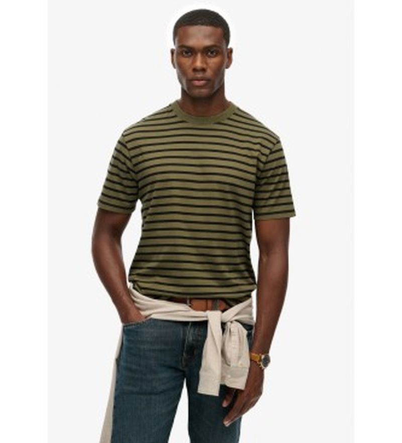 Para hombre. M1012290A Camiseta Merchant Stripe (L), Casual, Algodón, Manga corta