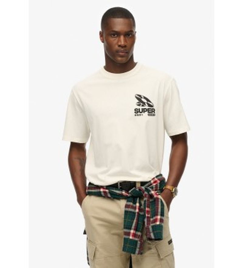 Para hombre. M1012252A Camiseta Record Label Oversized (L), Casual, Algodón, Manga corta