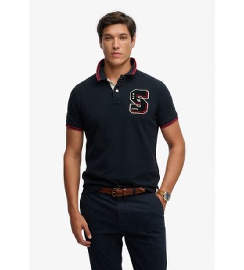 Para hombre. M1110472A Polo Vintage Athletic Patch (XL), Casual, Algodón, Manga corta