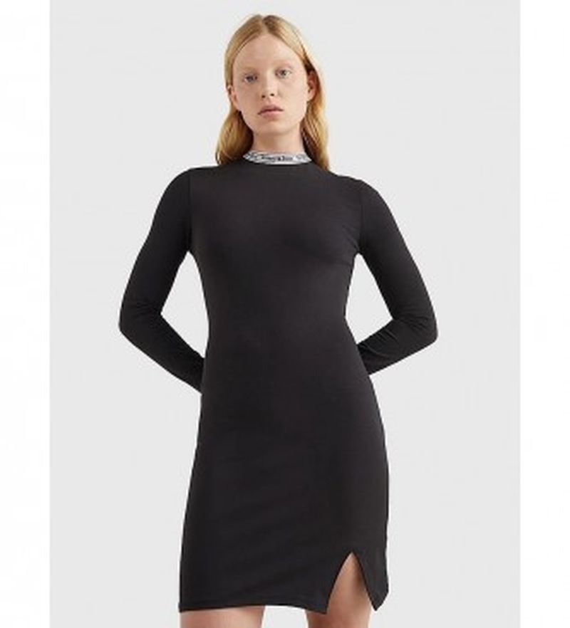Para mujer. DW0DW15007 Vestido Logo Bodycon (XS), Casual, Algodón, Manga larga