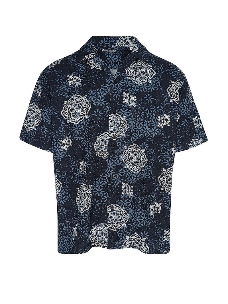 Camisa JJALFREDO SLUB RESORT azul oscuro XL