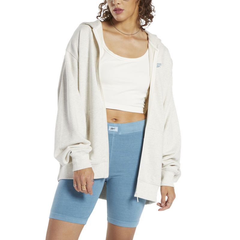 Classics Oversized Long Zip-Up Hoodie Chalk Mel M Damen