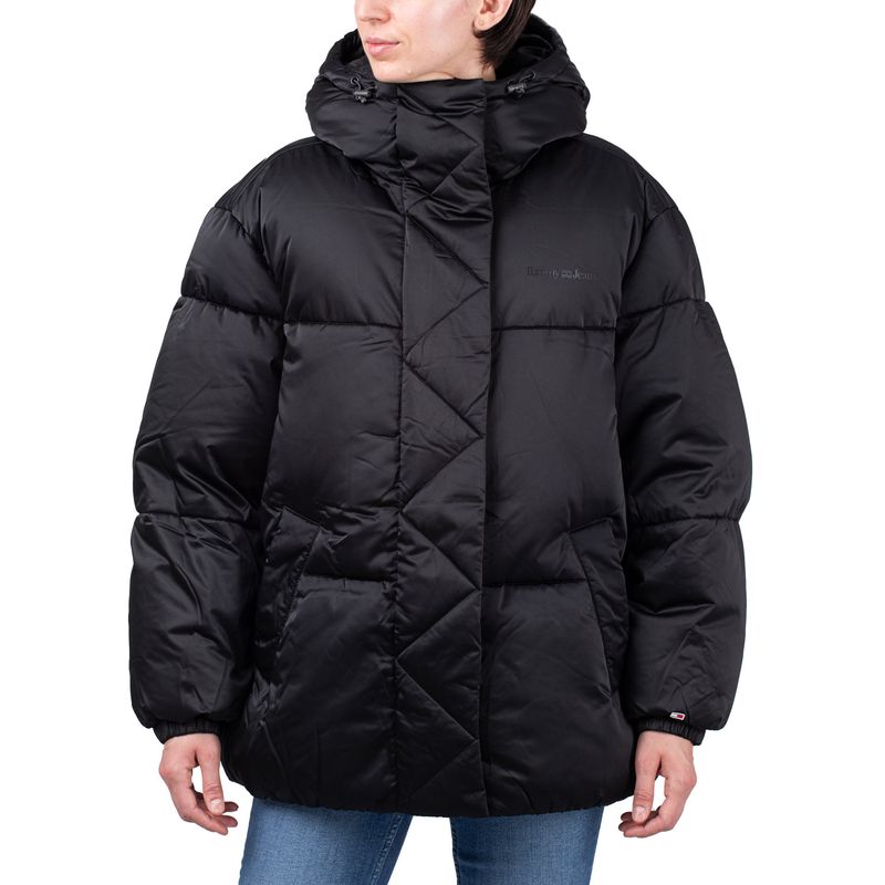 Oversized Satin Puffer Black L Damen