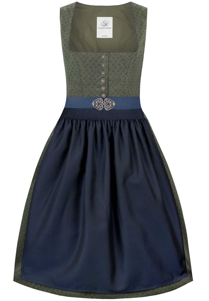 Dirndl Cora (olive, Gr. 32) von Heimatgwand für Damen, 75% Polyester, 25% Baumwolle