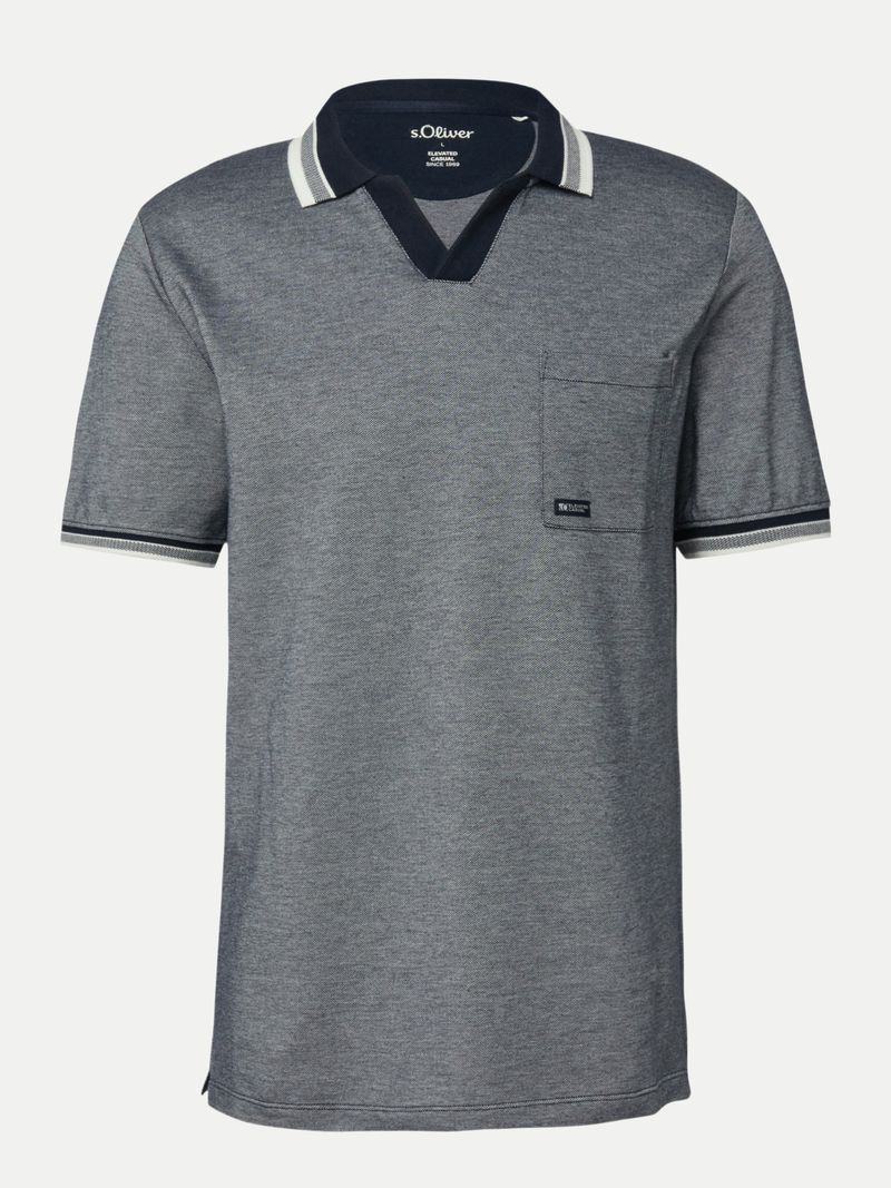 RED LABEL Poloshirt in Bi-Color-Optik Grau L