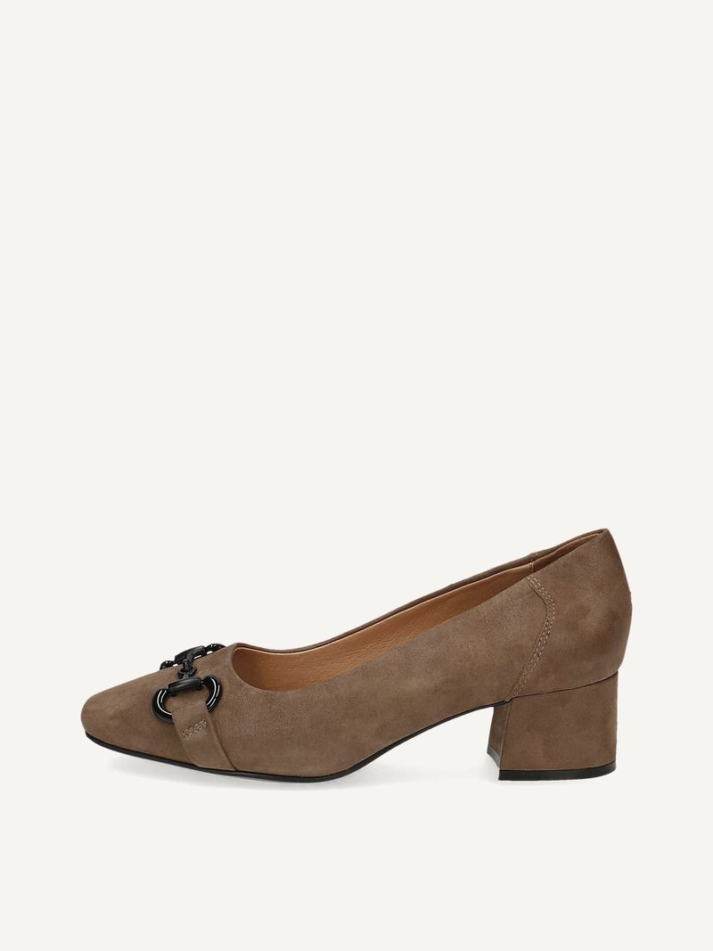 CAPRICE Pumps, , made of Leather with Trapeze heel, Size 42