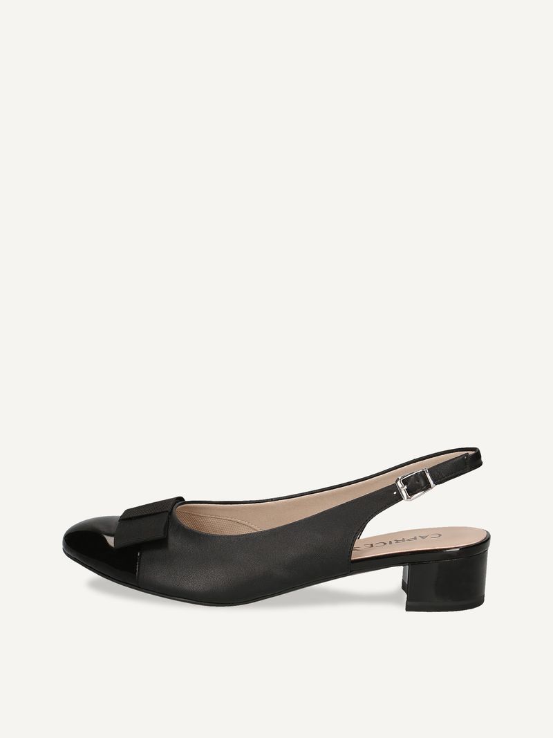 CAPRICE sling pumps, , made of Leather/synsthetik/textile with Block heel, Size 36