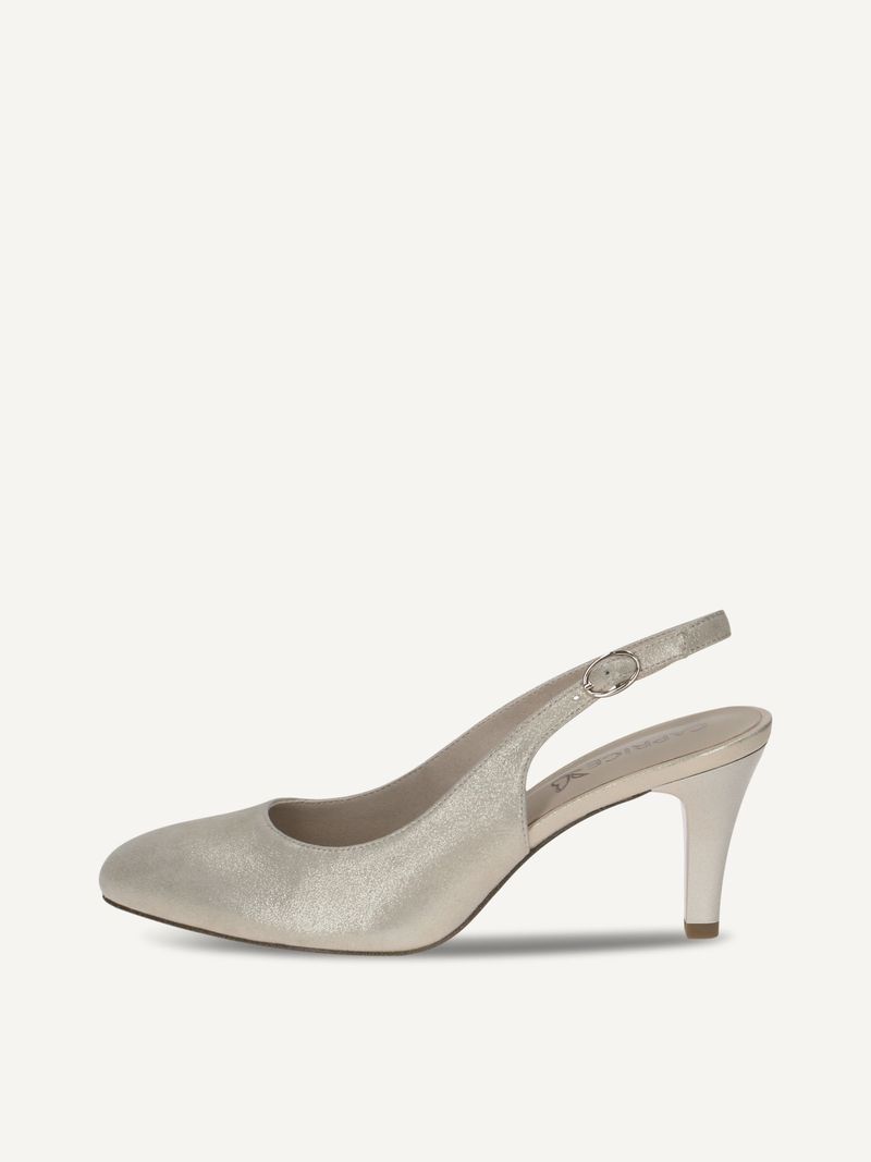 CAPRICE sling pumps, , made of Leather with Funnel heel, Size 38.5