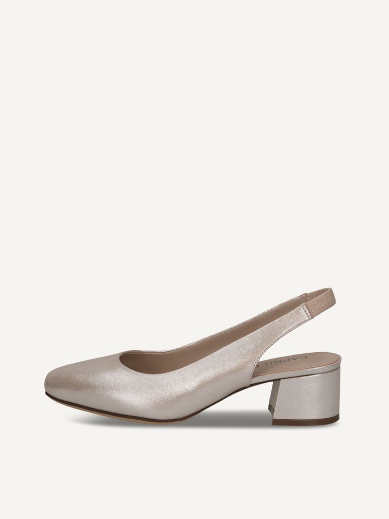 CAPRICE sling pumps, , made of Leather with Trapeze heel, Size 42