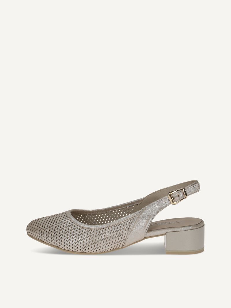 CAPRICE sling pumps, , made of Leather with Block heel, Size 40