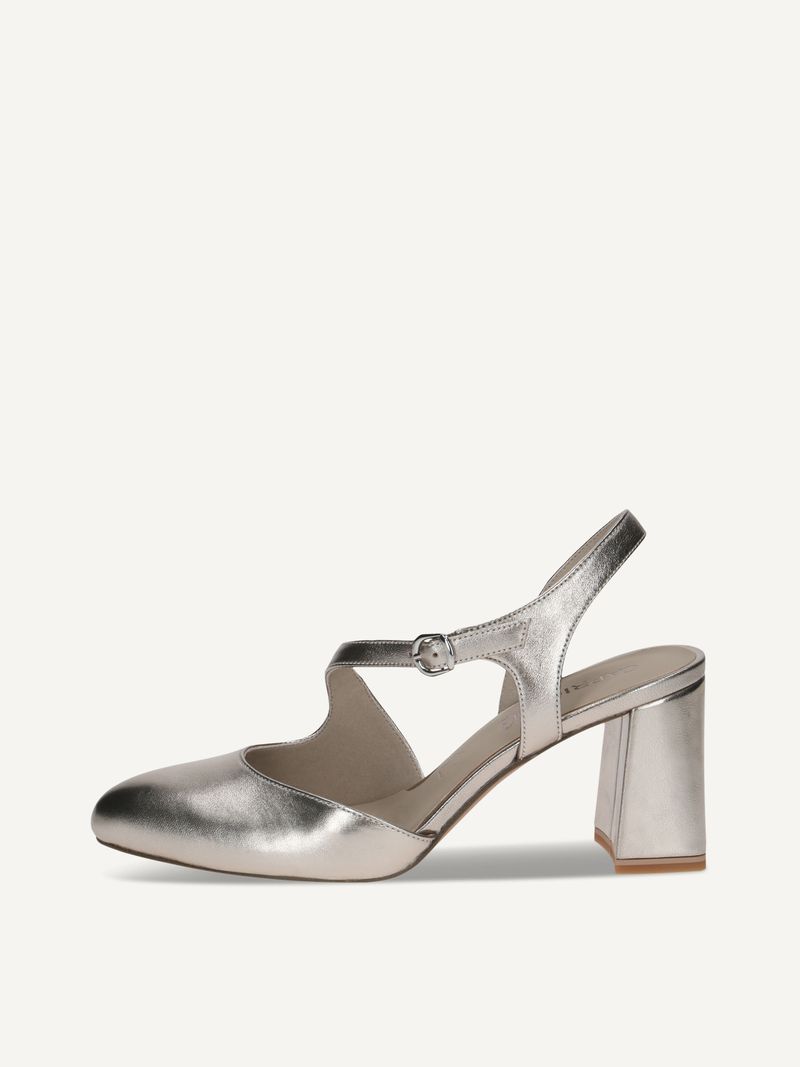 CAPRICE sling pumps, , made of Leather with Trapeze heel, Size 38.5