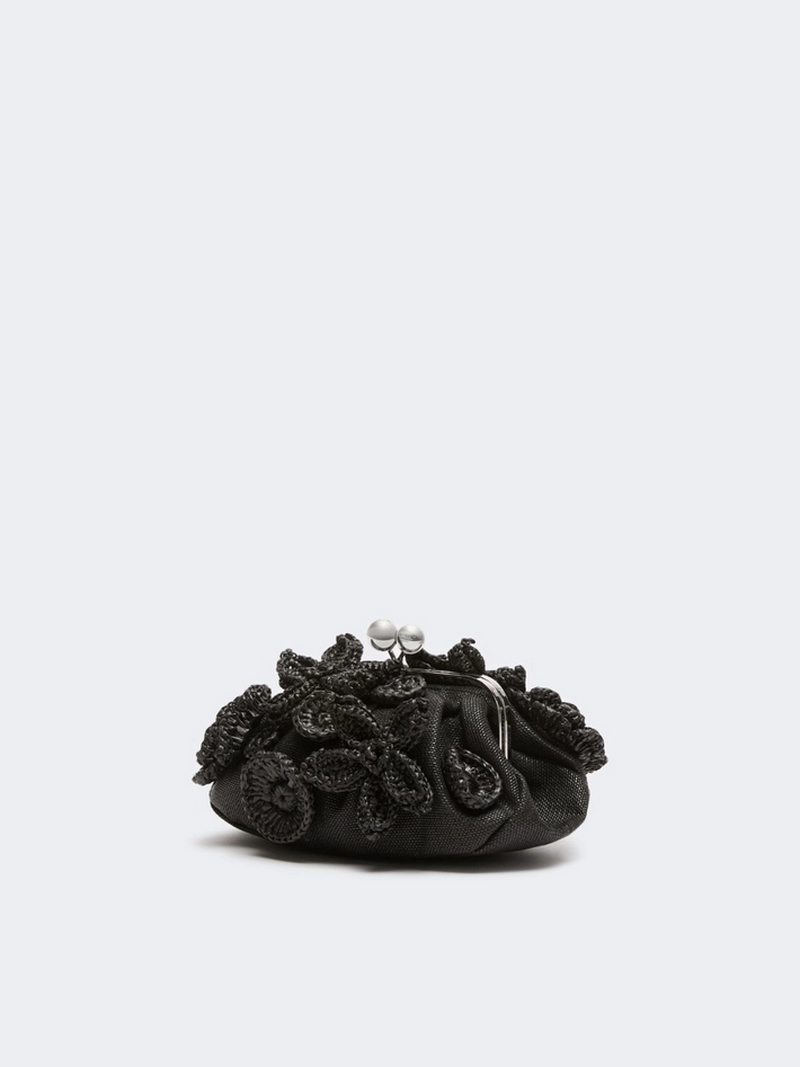 Borsa pasticcino con effetto a fiori donna nero