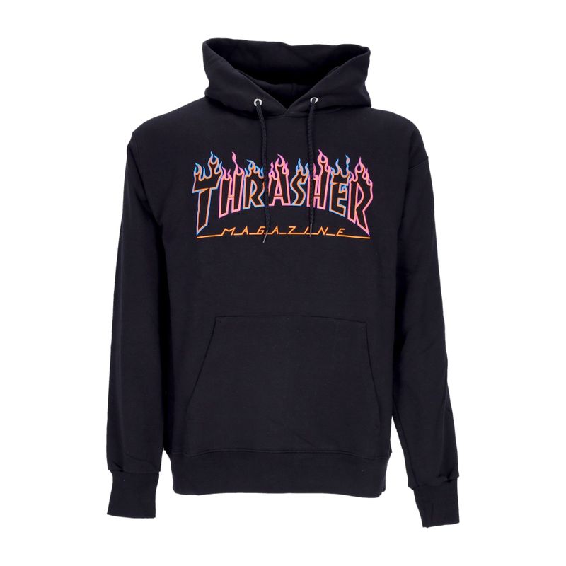 Felpa Cappuccio Uomo Double Flame Neon Hood Black/neon