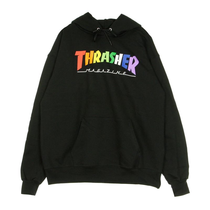 Felpa Cappuccio Uomo Rainbow Mag Hoodie Black
