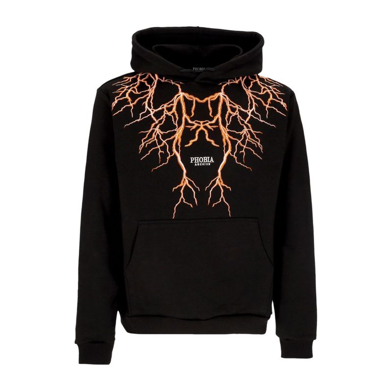 Felpa Leggera Cappuccio Uomo Lightning Hoodie Black/orange