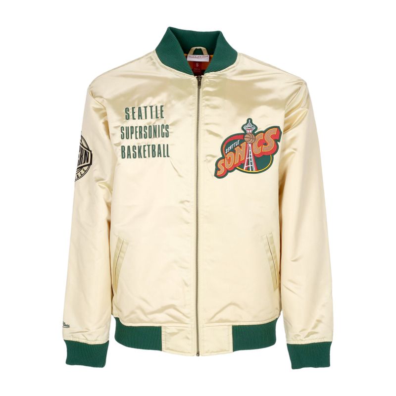 Giubbotto Bomber Uomo Nba Team Og 2.0 Lightweight Satin Jacket Vintage Logo Seasup Gold