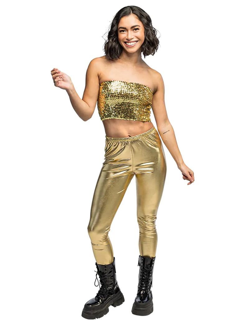 Goldfarbenes Pailletten-Minitop für Damen - female