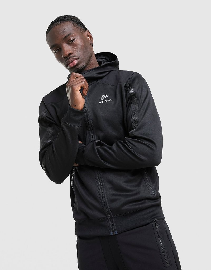 Mens Air Max Poly Full Zip Hoodie - Nero, nero nero Uomo taglia S