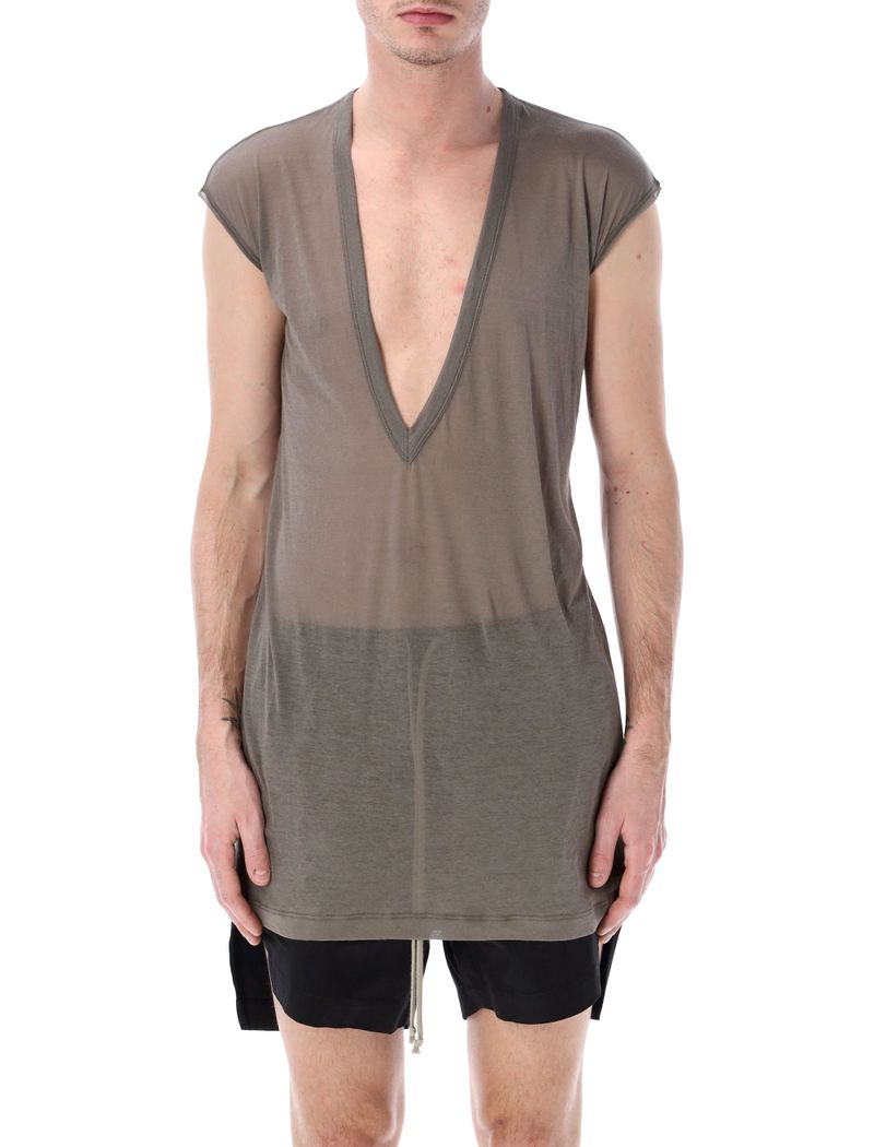 Relaxed Fit Deep V Cotton T-Shirt - Size M