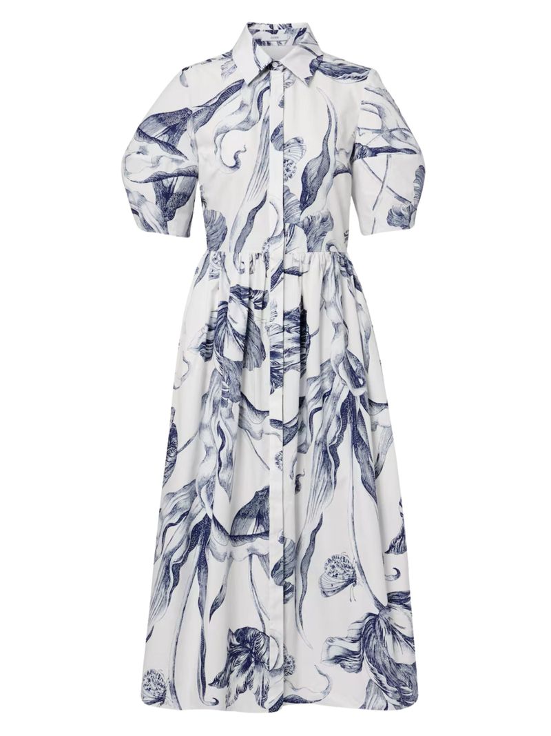 Floral Print Short Sleeve Button-Up Dress