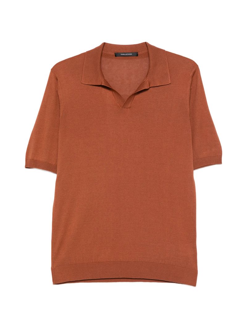 Silk Polo with Slit Neckline - Size 48
