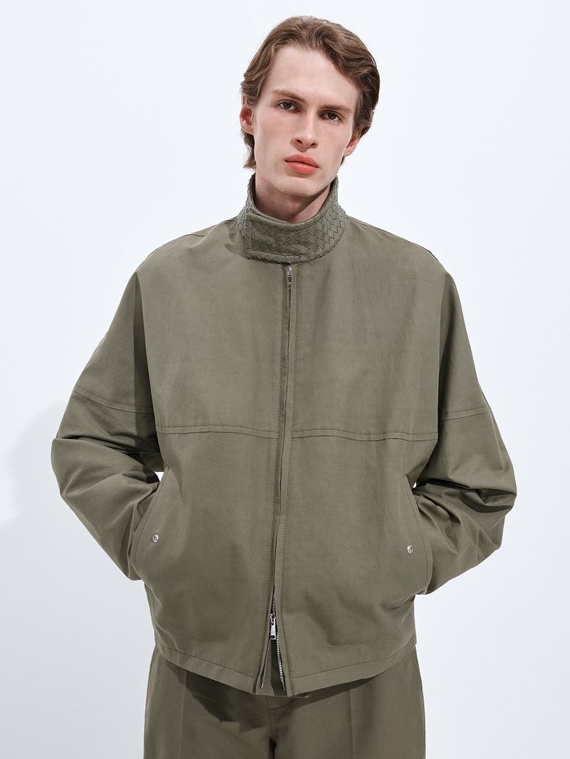 Intrecciato Leather Zip Jacket - Size 46