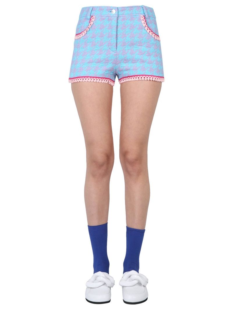 Houndstooth-print Short Shorts